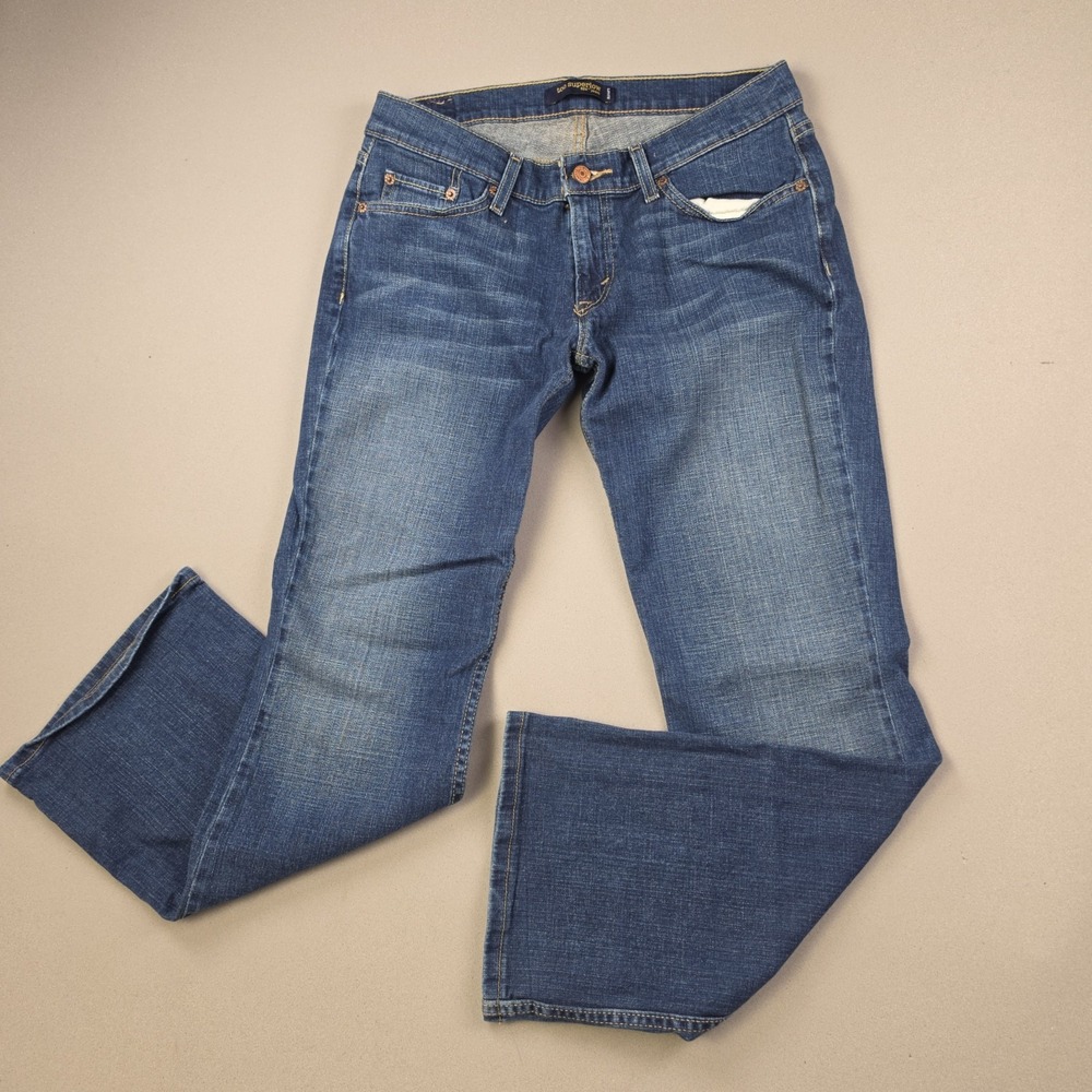 Levi's 524 Too Superlow Jeans Juniors 11 Blue Bootcut Low Rise Stretch Denim Y2K